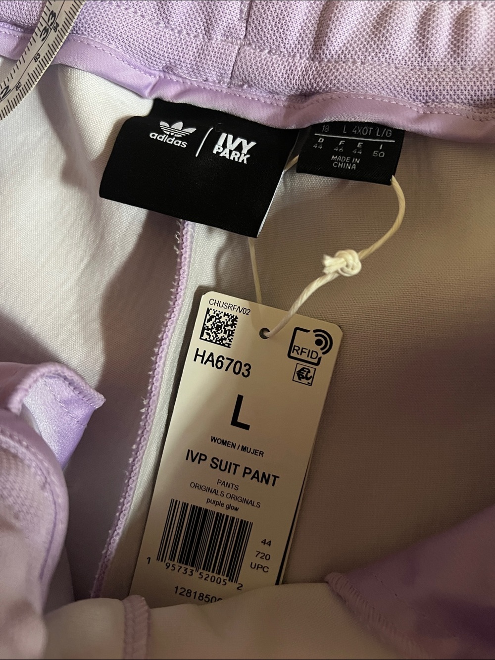 NWT Adidas x Ivy Park Rodeo 3 Stripe Suit Pants Size Large purple glow - Picture 3 of 9